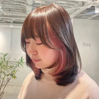ミディアム カラー ヘアアレンジ 🎀レイヤー 透明感 カラーyuuri🎀のヘアスタイル