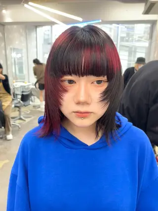 ミディアム カラー ハッシュカット/ハイ トーン/HIROKIのヘアスタイル