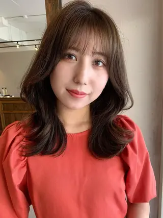 ミディアム カラー 透明感カラー✂︎ /縮毛矯正/YUKAのヘアスタイル