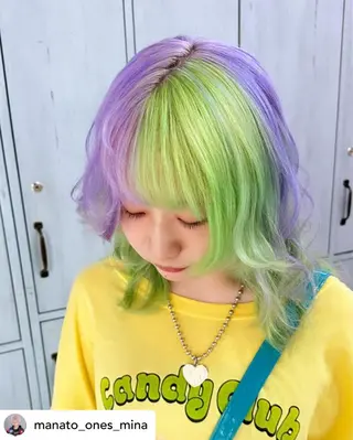 セミロング カラー ブリーチ特化🌈 MANATOのヘアスタイル
