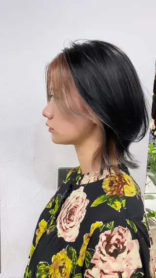 ミディアム カラー ヘアアレンジ ブリーチダブルカラー 元町三宮/三ノ宮のヘアスタイル