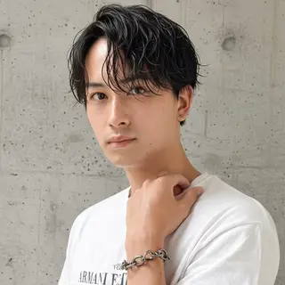 ミディアム パーマ メンズ ハッシュカット 田窪珠妃のヘアスタイル