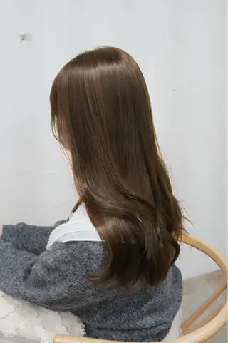ロング カラー 透けヘア/艶ベージュ ヘアセット/nagiのヘアスタイル