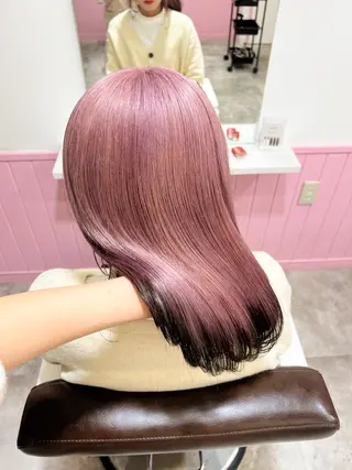 セミロング カラー 🎀ピンクベージュ/ 梅田/茶屋町🎀のヘアスタイル