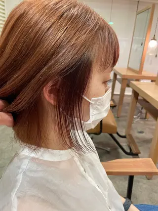 ミディアム カラー 切りっぱなしボブ/ 三瀬翔のヘアスタイル