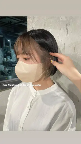 ショート カラー パーマ ヘアアレンジ メンズ キッズ ネイル マツエク・マツパ アイブロウ 透明感カラー・レイヤ ー🎀amika🎀のヘアスタイル