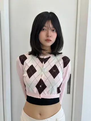 ミディアム カラー レイヤーカット🎀 kanaのヘアスタイル