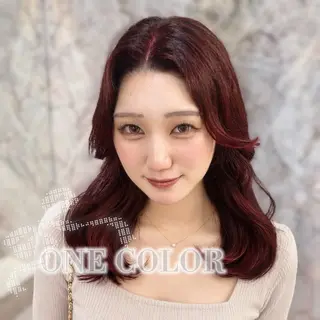 セミロング カラー 💙あおい💙大宮 🪽ワンカラー🪽のヘアスタイル