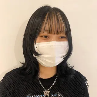 セミロング 新宿/顔周りカット +レイヤー=しずく♩のヘアスタイル