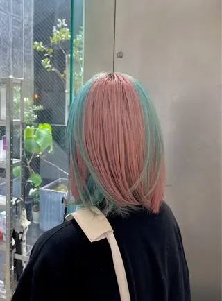 ミディアム カラー CHERIEブリーチ ダブルカラー 天神のヘアスタイル