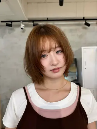 ショート 🧡ボブ/うる艶カラ ー🩵　さくら🌸のヘアスタイル