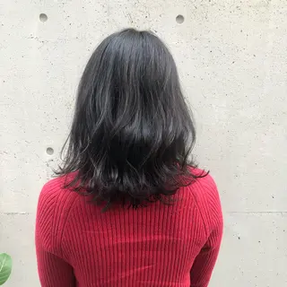 ミディアム カラー 酸性縮毛矯正🧴韓国 レイヤー/髪質改善のヘアスタイル