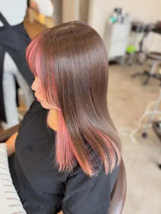 セミロング カラー ブリーチなしWカラー /酸性ストレート河本のヘアスタイル