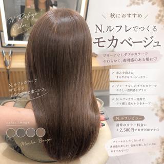 ミディアム 透明感カラー/ ベージュ/設樂彩乃のヘアスタイル