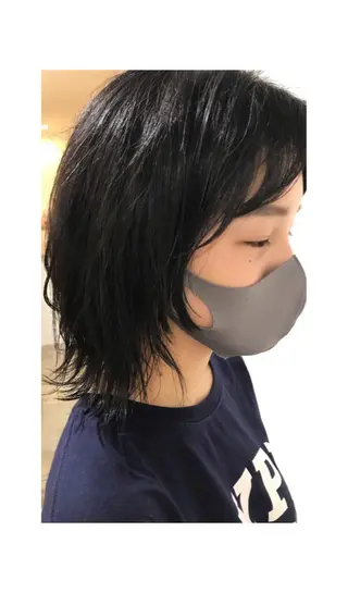 ミディアム 暖色カラー🍊 ボブ🌿顔周りcutのヘアスタイル