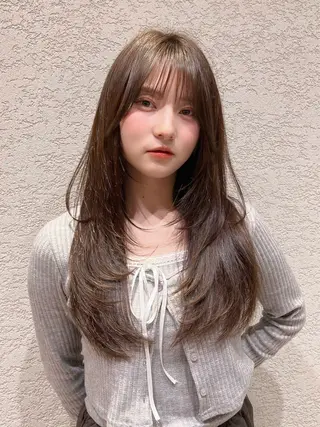 ロング カラー 興津/韓国レイヤー ダブルカラー美髪縮毛のヘアスタイル