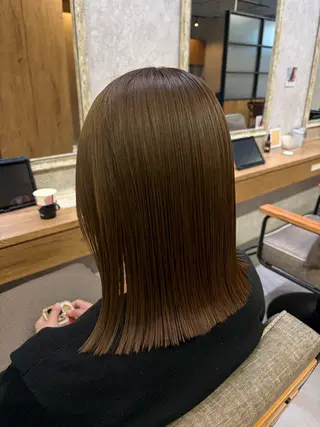 セミロング ボブ.艶髪 髪質改善.縮毛矯正のヘアスタイル