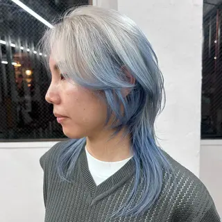 セミロング カラー 透明感カラー/ パーマのヘアスタイル