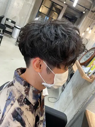 ミディアム パーマ メンズ縮毛矯正 細谷碧海のヘアスタイル