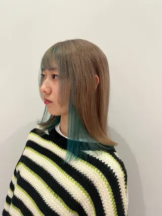 ミディアム カラー ramphy 柴原 夢奈のヘアスタイル