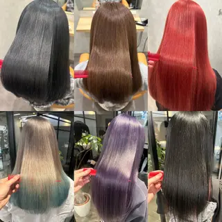 セミロング カラー 髪質改善カラー デザインカラーあらげのヘアスタイル