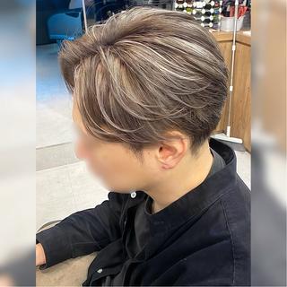 ミディアム カラー メンズ メンズショート/ センターパート/片山のヘアスタイル