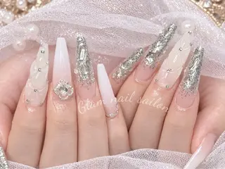 ネイル エツメ💅 長さ出し🎀デザインのネイルデザイン