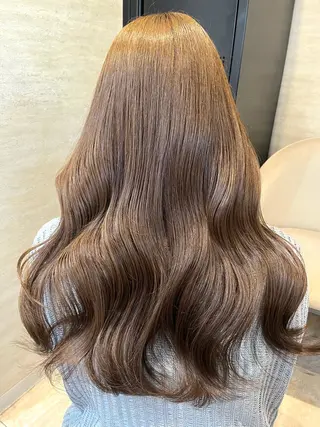 セミロング カラー あみ/暗髪オリ ーブ特化🍃髪質改善のヘアスタイル