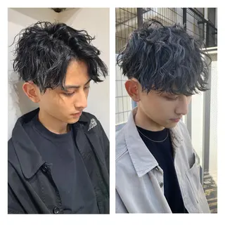 ミディアム パーマ メンズ 三矢 ちなつのヘアスタイル
