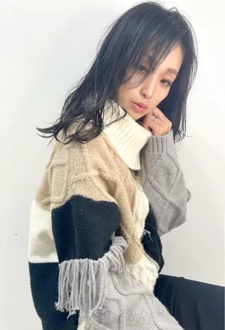 セミロング カラー 美谷添(ミヤゾエ) まどか大人ヘアサロンのヘアスタイル