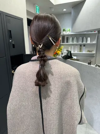 セミロング ヘアアレンジ 立川 奈那子のヘアスタイル