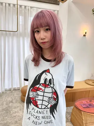 セミロング カラー メンズカットパーマ/ ブリーチ高柳将太のヘアスタイル