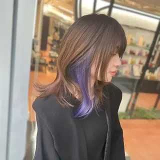 セミロング ⭐️韓国ブリーチ 顔周りカット⭐️のヘアスタイル