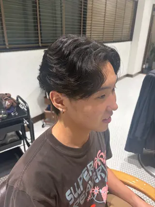 パーマ メンズ ボブ&寒色🎐ᩚ 短髪 COCOROのヘアスタイル