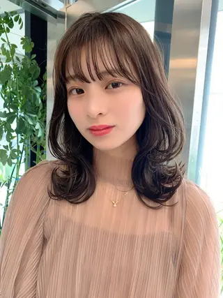 ミディアム カラー 透明感カラー✂︎ /縮毛矯正/YUKAのヘアスタイル