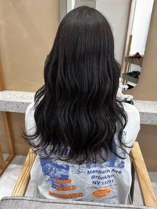 セミロング カラー ヘアアレンジ 🥀暖色韓国ヘア💕 保科侑花のヘアスタイル