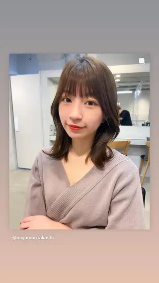 ミディアム パーマ レイヤーカットのプロ 大人ヘア宮森貴志のヘアスタイル