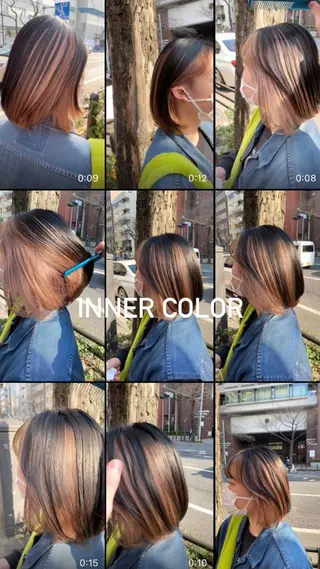 カラー 韓国ヘア レイヤーカットのヘアスタイル