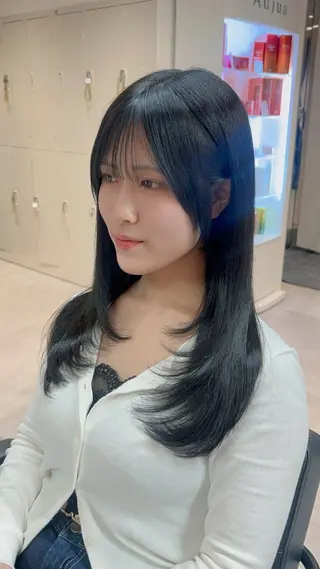 ロング カラー 縮毛矯正♡透明感 カラー髙田海斗のヘアスタイル
