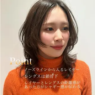 ミディアム カラー パーマ ヘアアレンジ 髪質改善/韓国風 レイヤー/田村祐樹のヘアスタイル