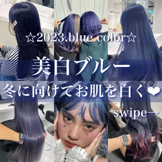 ロング カラー ラベンダー💜 グレージュ🩶のヘアスタイル