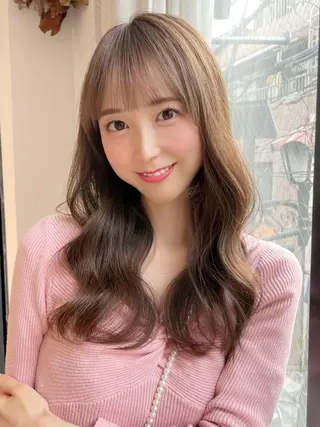 セミロング カラー 🤎韓国ヘア ベージュ まゆか🤎のヘアスタイル