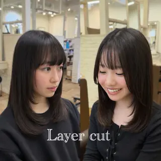 ミディアム 南草津/トレンドカラ ー/パーマ 西村美月のヘアスタイル