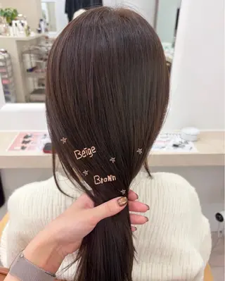 ロング カラー 🎀Wカラー/ピンク /ベージュ🎀ゆらのヘアスタイル