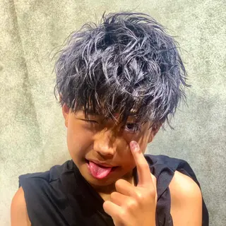 ショート カラー パーマ メンズ 🔥メンズ極🔥韓国 シャドウ/波巻き柿崎のヘアスタイル
