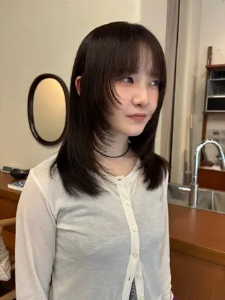 ミディアム カラー 永田 愛莉のヘアスタイル