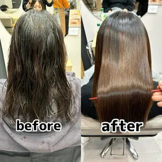 セミロング 縮毛矯正 特化アツシのヘアスタイル