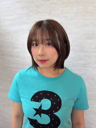 ミディアム カラー ヘアアレンジ 韓国レイヤーカット/ 儚げカラーチナツのヘアスタイル
