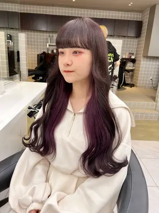 ロング カラー パーマ ヘアアレンジ メンズ キッズ 上品＆韓国風 🥀海心🥀のヘアスタイル