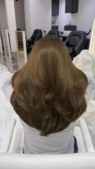 ロング カラー パーマ TOMO/ブリーチ 無しオリーブのヘアスタイル